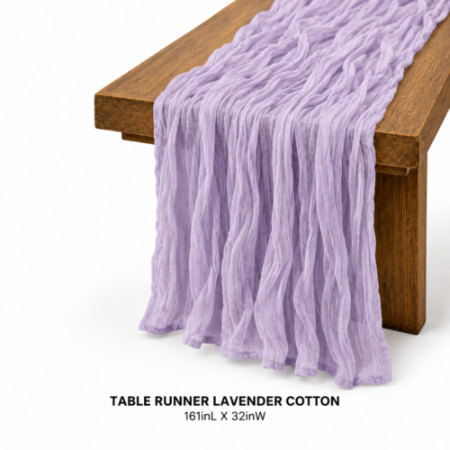 TABLE RUNNER LAVENDER COTTON 161inL X 32inW
