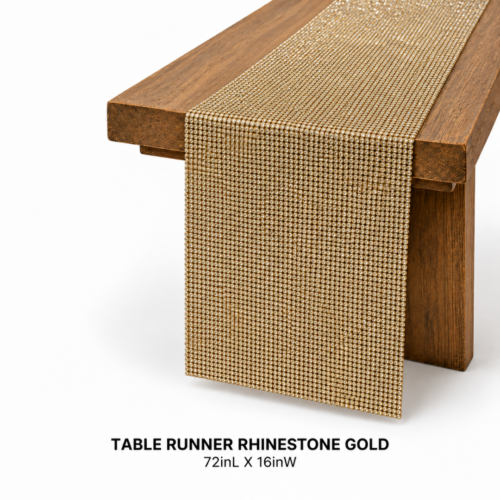 TABLE RUNNER RHINESTONE GOLD 72inL X 16inW