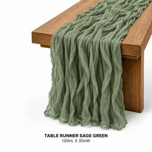 TABLE_RUNNER_SAGE_GREEN_120INL_X_35INW_SAGE_GREEN_GAUZE_TABLE_RUNNER_SOFT_DRAPED_FABRIC_TABLE_DECOR_ROMANTIC_TABLESCAPE_BOHO_CENTER_TABLE_ACCENT_GARDEN_THEME_ELEGANT_STYLING_RENTAL_WEDDINGS_EVENTS_PARTY_CAYMAN_ISLANDS_CELEBRATIONS