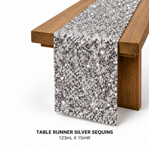 TABLE RUNNER SILVER SEQUINS 123inL X 15inW