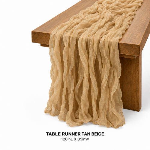 TABLE_RUNNER_TAN_BEIGE_120INL_X_35INW_TAN_BEIGE_GAUZE_TABLE_RUNNER_SOFT_DRAPED_FABRIC_TABLE_DECOR_RUSTIC_BOHO_TABLESCAPE_CENTER_TABLE_ACCENT_NATURAL_ELEGANT_STYLING_RENTAL_WEDDINGS_EVENTS_PARTY_CAYMAN_ISLANDS_CELEBRATIONS