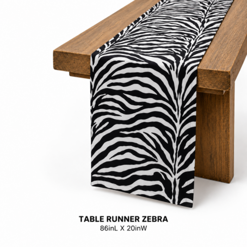 TABLE_RUNNER_ZEBRA_86INL_X_20INW_ZEBRA_PRINT_TABLE_RUNNER_BLACK_AND_WHITE_ANIMAL_PATTERN_TABLE_DECOR_SAFARI_THEME_TABLESCAPE_CENTER_TABLE_ACCENT_RENTAL_WEDDINGS_EVENTS_PARTY_CAYMAN_ISLANDS_CELEBRATIONS