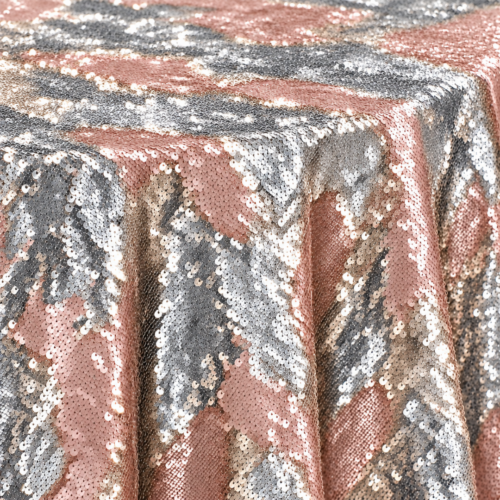 TABLECLOTH BLUSH-CHAMPAGNE SEQUIN ROUND 132IN