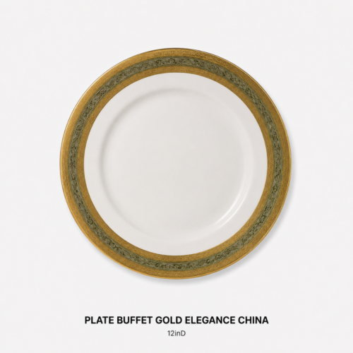 PLATE_BUFFET_GOLD_ELEGANCE_CHINA_12IN_D_WHITE_GOLD_ORNATE_TABLEWARE_DINNERWARE_RENTAL_WEDDINGS_EVENTS_PARTY_CAYMAN_ISLANDS_CELEBRATIONS