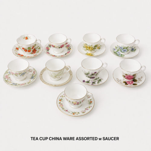 TEA_CUP_CHINA_WARE_ASSORTED_WITH_SAUCER_VINTAGE_FLORAL_TABLEWARE_TEA_PARTY_RENTAL_WEDDINGS_EVENTS_PARTY_CAYMAN_ISLANDS_CELEBRATIONS