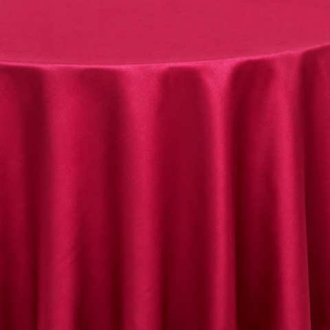 CELEBRATIONS CAYMAN RENTALTABLECLOTH FUCHSIA CREPE-BACK SATIN ROUND 132IN