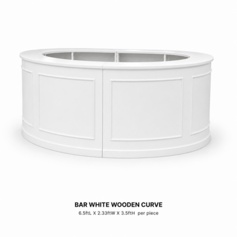 CELEBRATIONS CAYMAN RENTAL EVENTS WEDDINGS PARTY BAR WHITE WOODEN CURVE