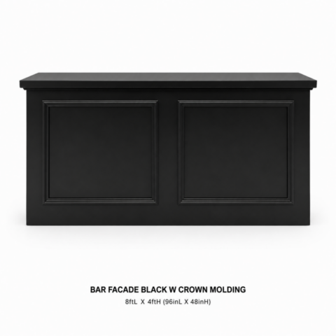 CELEBRATIONS CAYMAN RENTAL EVENTS WEDDINGS PARTY BAR FACADE BLACK W CROWN MOLDING