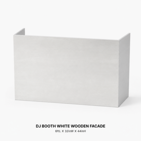 CELEBRATIONS CAYMAN RENTAL EVENTS WEDDINGS PARTY DJ BOOTH WHITE WOODEN BAR FACADE
