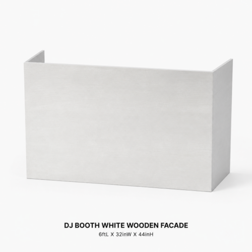 DJ_BOOTH_WHITE_WOODEN_FACADE_6FTL_X_32INW_X_44INH_WHITE_WOOD_DJ_BOOTH_FACADE_EVENT_DJ_FRONT_PANEL_MODERN_MINIMALIST_FINISH_ENTERTAINMENT_SETUP_MUSIC_EVENT_DECOR_RENTAL_WEDDINGS_EVENTS_PARTY_CAYMAN_ISLANDS_CELEBRATIONS
