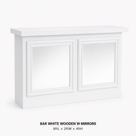 CELEBRATIONS CAYMAN RENTAL EVENTS WEDDINGS PARTY BAR WHITE WOODEN WITH MIRRORS