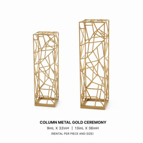 CELEBRATIONS CAYMAN RENTAL EVENTS WEDDINGS PARTY COLUMN METAL GOLD CEREMONY