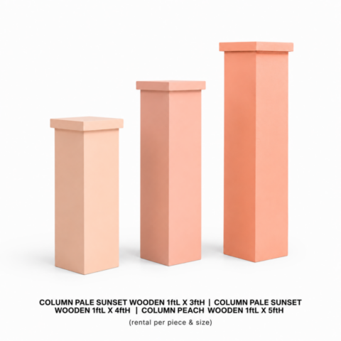 CELEBRATIONS CAYMAN RENTAL EVENTS WEDDINGS PARTY COLUMN PALE SUNSET AND PEACH WOODEN