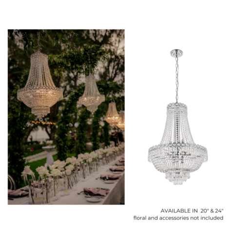 CHANDELIER CRYSTAL CHROME EMPIRE 20IN & 24IN