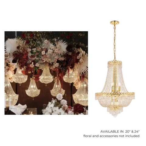 CHANDELIER CRYSTAL CHROME EMPIRE 20IN & 24IN