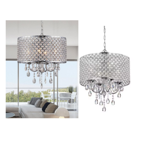 CHANDELIER SILVER CHROME CRYSTAL DROP