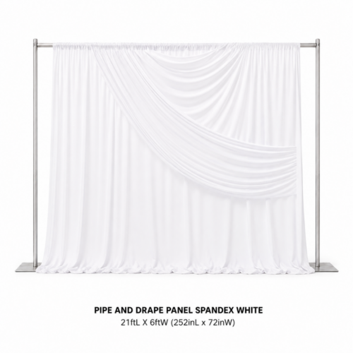 PIPE_AND_DRAPE_PANEL_SPANDEX_WHITE_21FT_X_6FT_WHITE_SPANDEX_BACKDROP_DRAPING_PANEL_SWAG_CURTAIN_EVENT_BACKGROUND_STAGE_DECOR_CEREMONY_BACKDROP_PHOTO_BACKDROP_RENTAL_WEDDINGS_EVENTS_PARTY_CAYMAN_ISLANDS_CELEBRATIONS