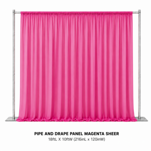 PIPE_AND_DRAPE_PANEL_MAGENTA_SHEER_18FT_X_10FT_MAGENTA_SHEER_BACKDROP_DRAPING_PANEL_PINK_CURTAIN_EVENT_BACKGROUND_STAGE_DECOR_PHOTO_BACKDROP_ROOM_DIVIDER_RENTAL_WEDDINGS_EVENTS_PARTY_CAYMAN_ISLANDS_CELEBRATIONS