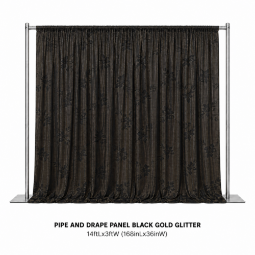 PIPE_AND_DRAPE_PANEL_BLACK_GOLD_GLITTER_14FT_X_3FT_GLITTER_BACKDROP_DRAPING_PANEL_BLACK_AND_GOLD_SHIMMER_CURTAIN_STAGE_BACKGROUND_PHOTO_BACKDROP_RENTAL_WEDDINGS_EVENTS_PARTY_CAYMAN_ISLANDS_CELEBRATIONS