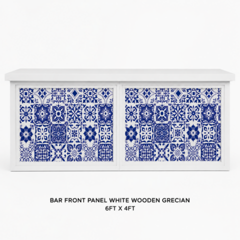 CELEBRATIONS CAYMAN RENTAL BAR FRONT PANEL WHITE WOODEN GRECIAN 6FT X 4FT