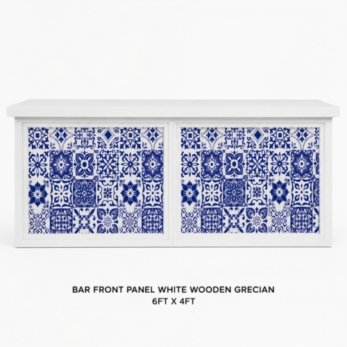 Bar Front Panel White Wooden Grecian
