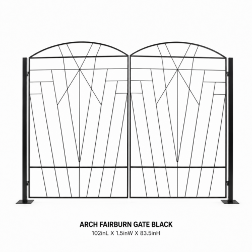 ARCH_FAIRBURN_GATE_BLACK_102INL_X_1_5INW_X_83_5INH_BLACK_METAL_GATE_ARCH_ART_DECO_GEOMETRIC_FRAME_DOUBLE_PANEL_BACKDROP_ENTRANCE_DISPLAY_CEREMONY_DECOR_PHOTO_BACKDROP_RENTAL_WEDDINGS_EVENTS_PARTY_CAYMAN_ISLANDS_CELEBRATIONS