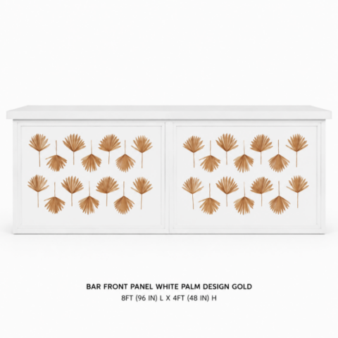 CELEBRATIONS CAYMAN RENTAL BAR FRONT PANEL WHITE PALM DESIGN GOLD 8FT X 4FT