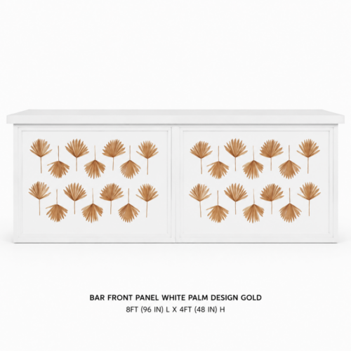 Bar Front Panel White Palm Design Gold