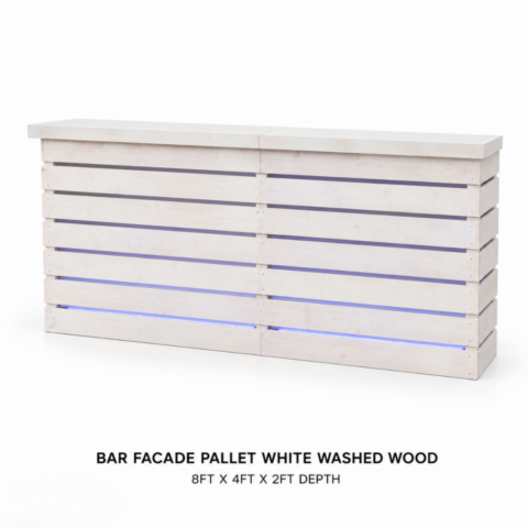 CELEBRATIONS CAYMAN RENTAL BAR FACADE PALLET WHITE WASHED WOOD 8FT X 4FT X 2F