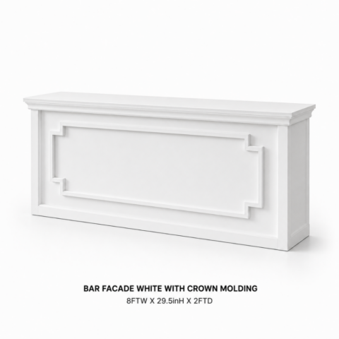 CELEBRATIONS CAYMAN RENTAL BAR FACADE WHITE WITH CROWN MOLDING 8FTW X 29.5inH