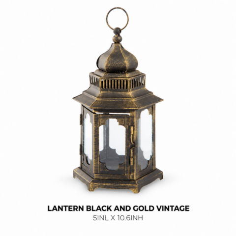 LANTERN BLACK AND GOLD VINTAGE - Event rental by Celebrations Grand Cayman.