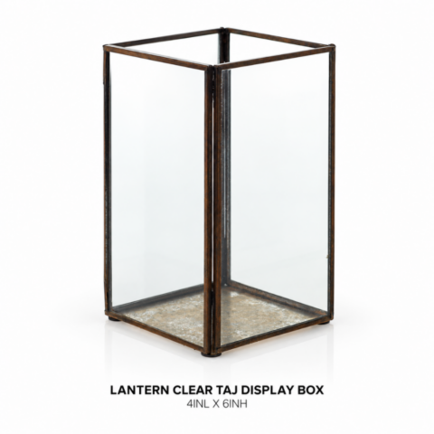 LANTERN CLEAR TAJ DISPLAY BOX - Event rental by Celebrations Grand Cayman.