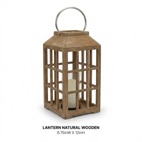 LANTERN NATURAL WOODEN - Event rental by Celebrations Grand Cayman.