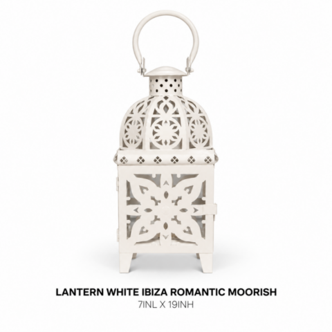 LANTERN WHITE IBIZA ROMANTIC MOORISH - Event rental by Celebrations Grand Cayman.