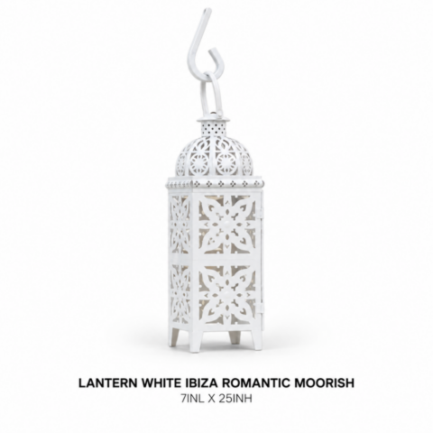 LANTERN WHITE IBIZA ROMANTIC MOORISH - Event rental by Celebrations Grand Cayman.