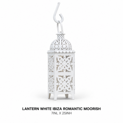 LANTERN WHITE IBIZA ROMANTIC MOORISH 7inL X 25inH