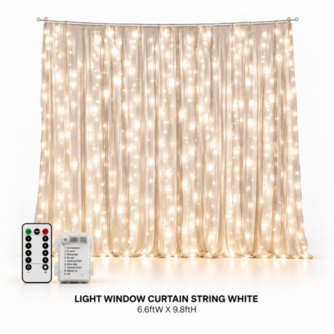 LIGHT WINDOW CURTAIN STRING WHITE - Event rental by Celebrations Grand Cayman.
