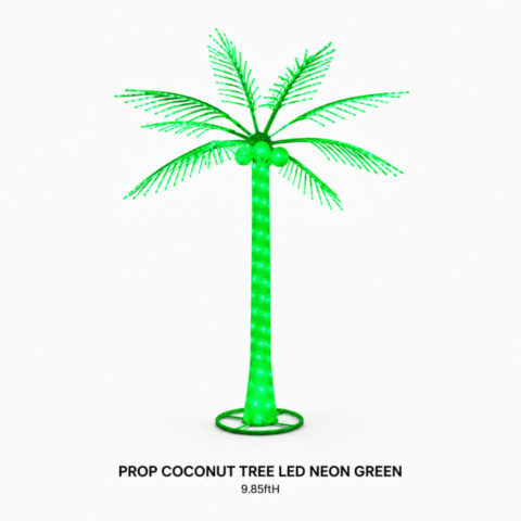 PROP COCONUT TREE LED NEON GREEN - Event rental by Celebrations Grand Cayman.
