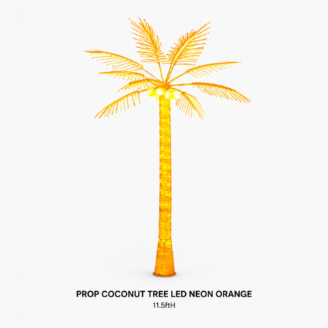 PROP COCONUT TREE LED NEON ORANGE - Event rental by Celebrations Grand Cayman.