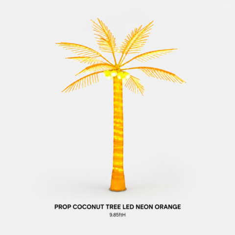 PROP COCONUT TREE LED NEON ORANGE - Event rental by Celebrations Grand Cayman.