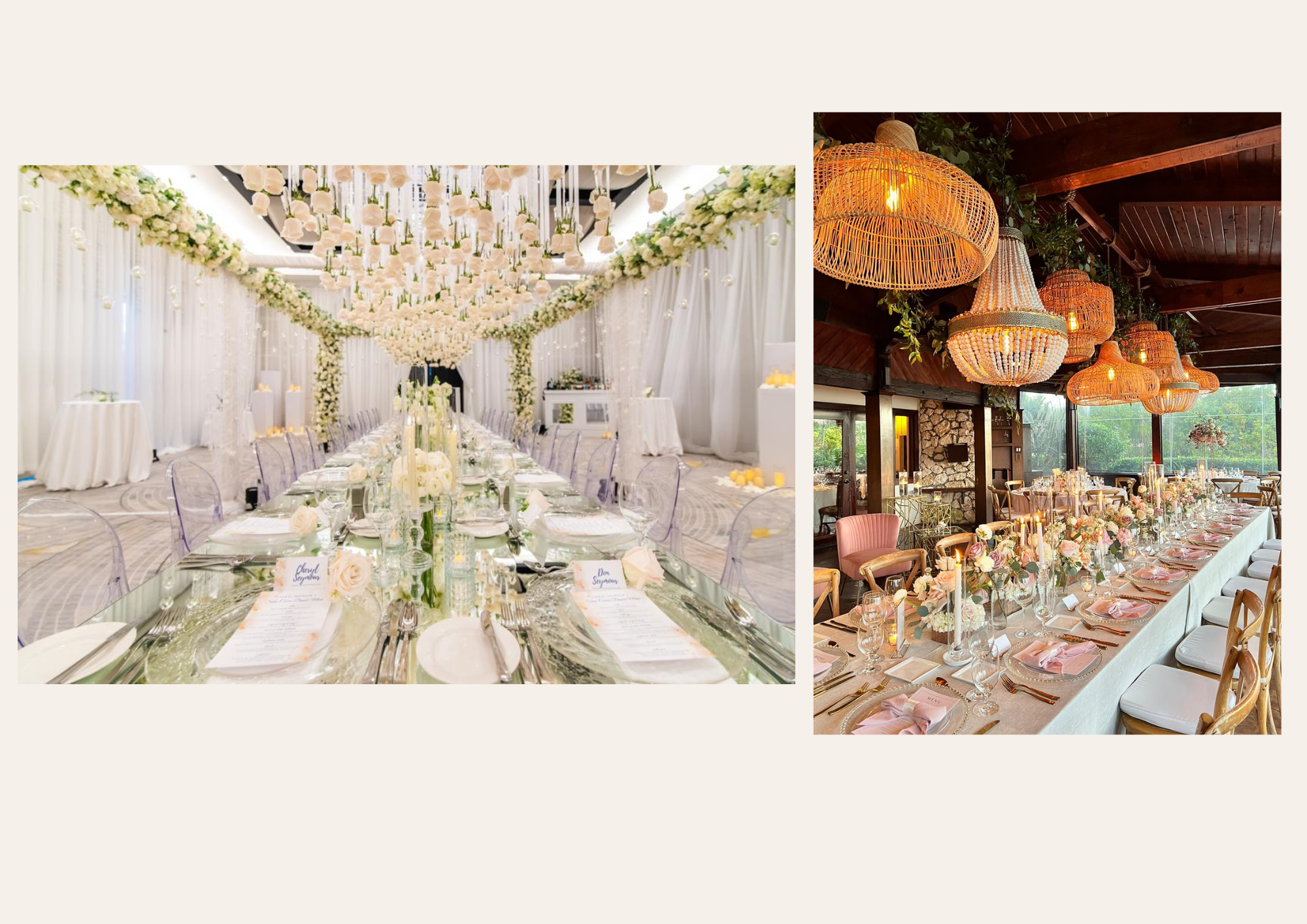 An image of suspended décor featuring hanging fresh white roses and chandelier for a stylish and romantic ambiance 